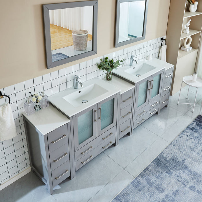 Brescia 96" Double Sink Modern Bathroom Vanity Set - HomeBeyond