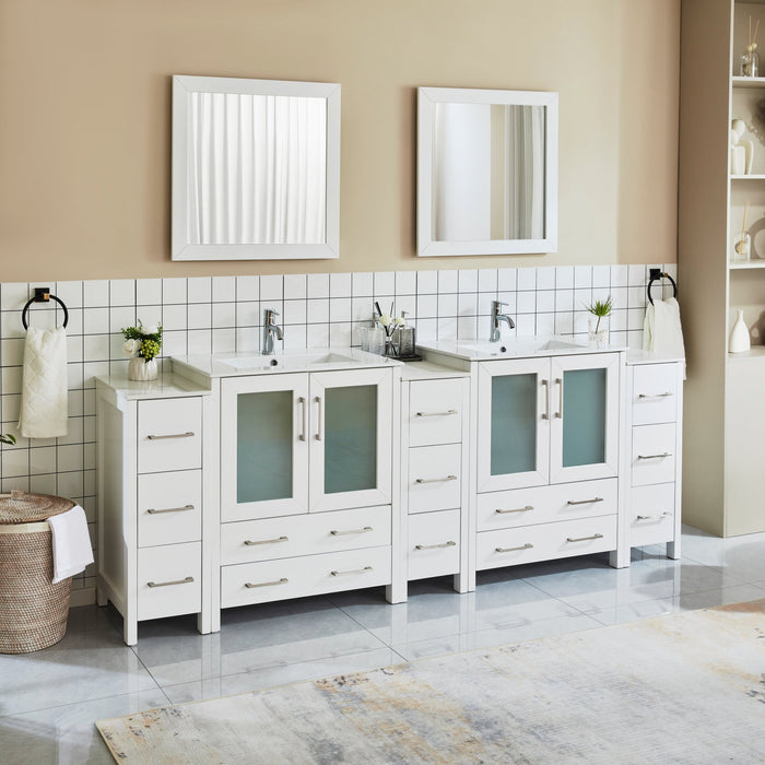 Brescia 96" Double Sink Modern Bathroom Vanity Set - HomeBeyond