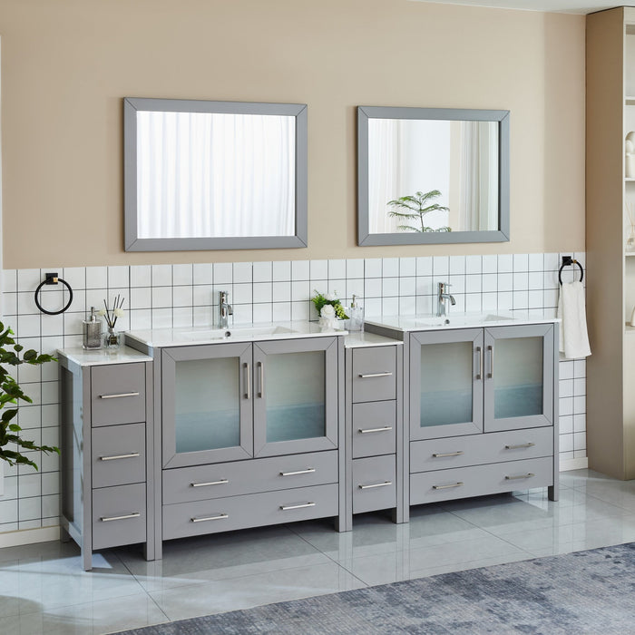 Brescia 96" Double Sink Modern Bathroom Vanity Set - HomeBeyond