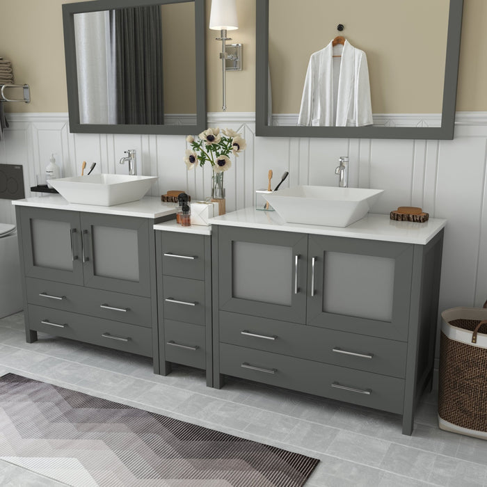 Ravenna 84" Double Sink Bathroom Vanity Combo Set - HomeBeyond