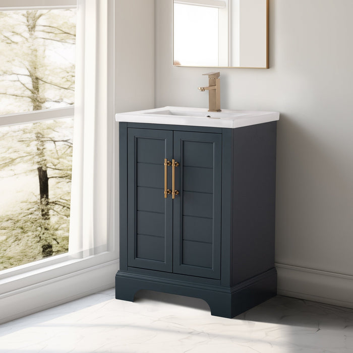 Vannes 24" Single Sink Bathroom Vanity in Silver Grey / White / Vintage Green / Vintage Spruce Blue - HomeBeyond