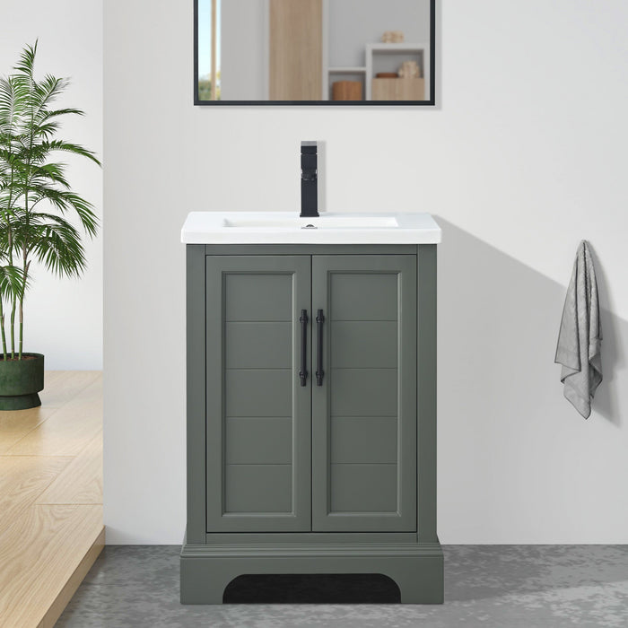 Vannes 24" Single Sink Bathroom Vanity in Silver Grey / White / Vintage Green / Vintage Spruce Blue - HomeBeyond