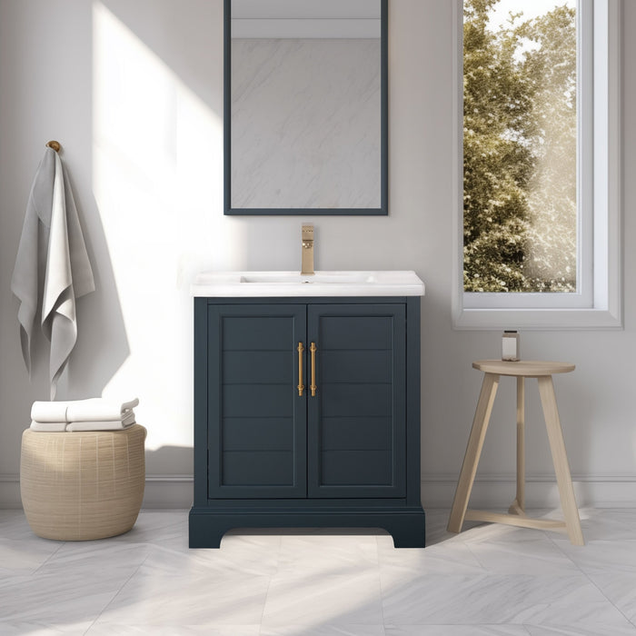 Vannes 30" Single Sink Bathroom Vanity in Silver Grey / White / Vintage Green / Vintage Spruce Blue - HomeBeyond