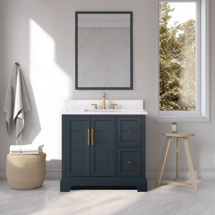 Vannes 36" Single Sink Bathroom Vanity in Silver Grey / White / Vintage Green / Vintage Spruce Blue - HomeBeyond