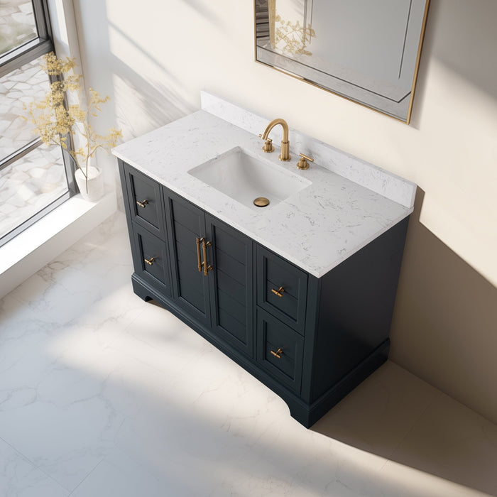 Vannes 48" Single Sink Bathroom Vanity in Silver Grey / White / Vintage Green / Vintage Spruce Blue - HomeBeyond