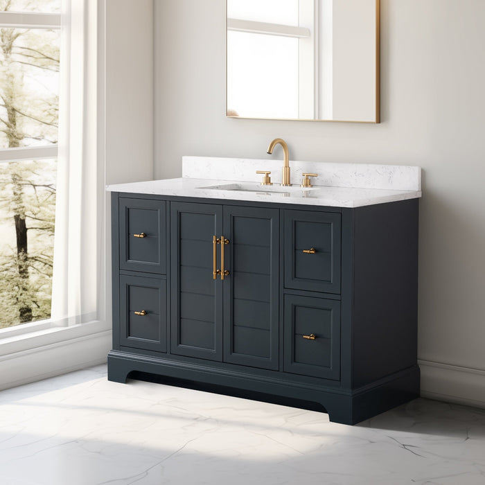 Vannes 48" Single Sink Bathroom Vanity in Silver Grey / White / Vintage Green / Vintage Spruce Blue - HomeBeyond