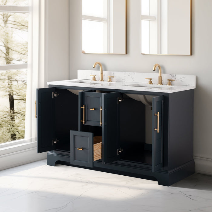 Vannes 54" Double Sink Bathroom Vanity in Silver Grey / White / Vintage Green / Vintage Spruce Blue - HomeBeyond