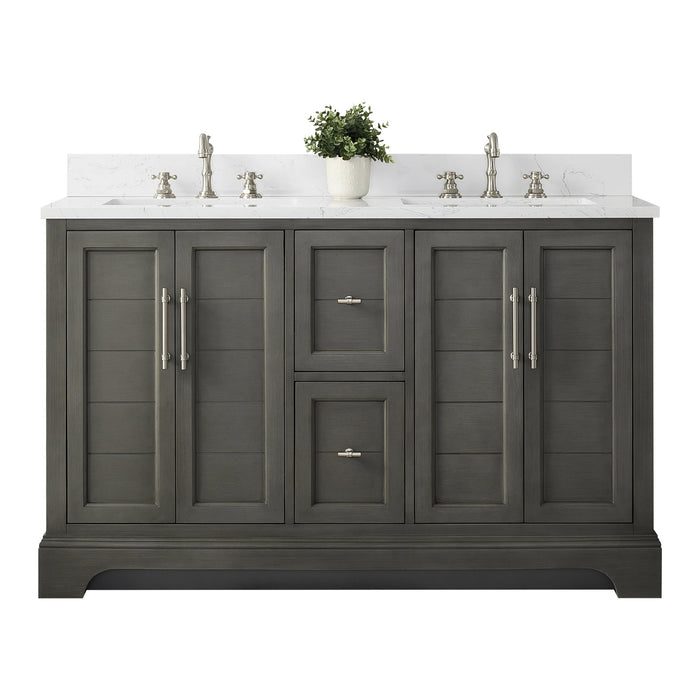 Vannes 54" Double Sink Bathroom Vanity in Silver Grey / White / Vintage Green / Vintage Spruce Blue - HomeBeyond