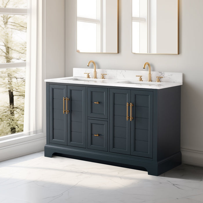 Vannes 54" Double Sink Bathroom Vanity in Silver Grey / White / Vintage Green / Vintage Spruce Blue - HomeBeyond