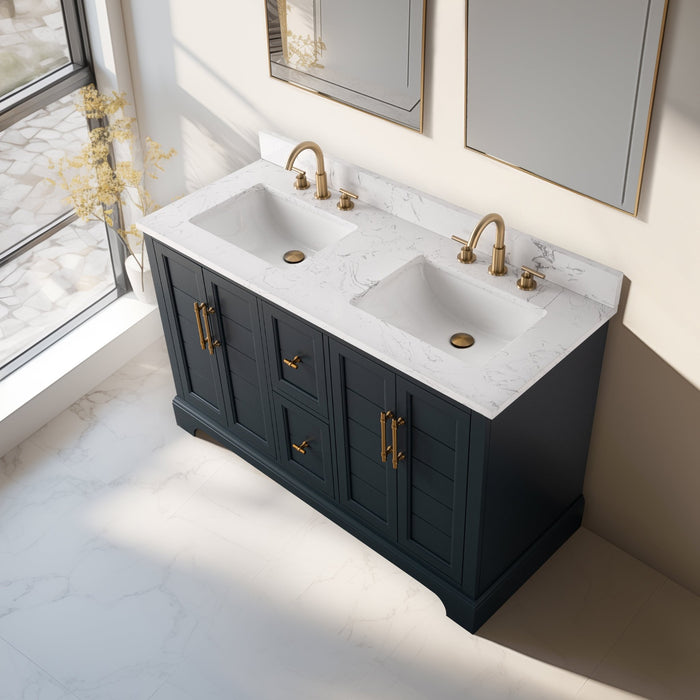 Vannes 54" Double Sink Bathroom Vanity in Silver Grey / White / Vintage Green / Vintage Spruce Blue - HomeBeyond