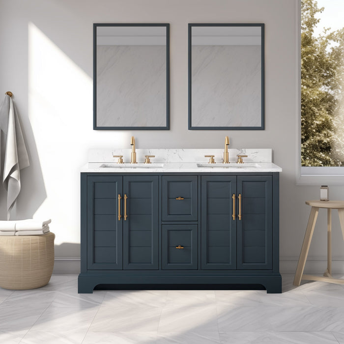 Vannes 54" Double Sink Bathroom Vanity in Silver Grey / White / Vintage Green / Vintage Spruce Blue - HomeBeyond