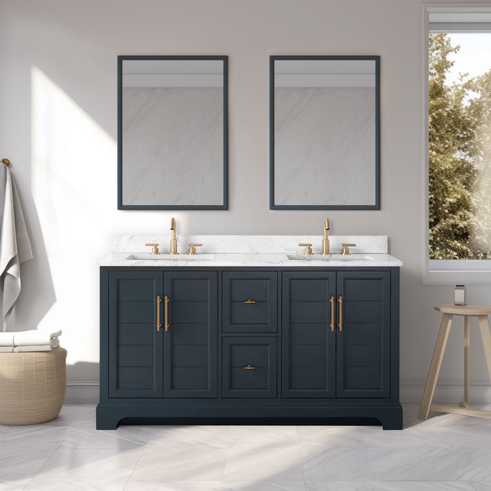 Vannes 60" Double Sink Bathroom Vanity in Silver Grey / White / Vintage Green / Vintage Spruce Blue - HomeBeyond