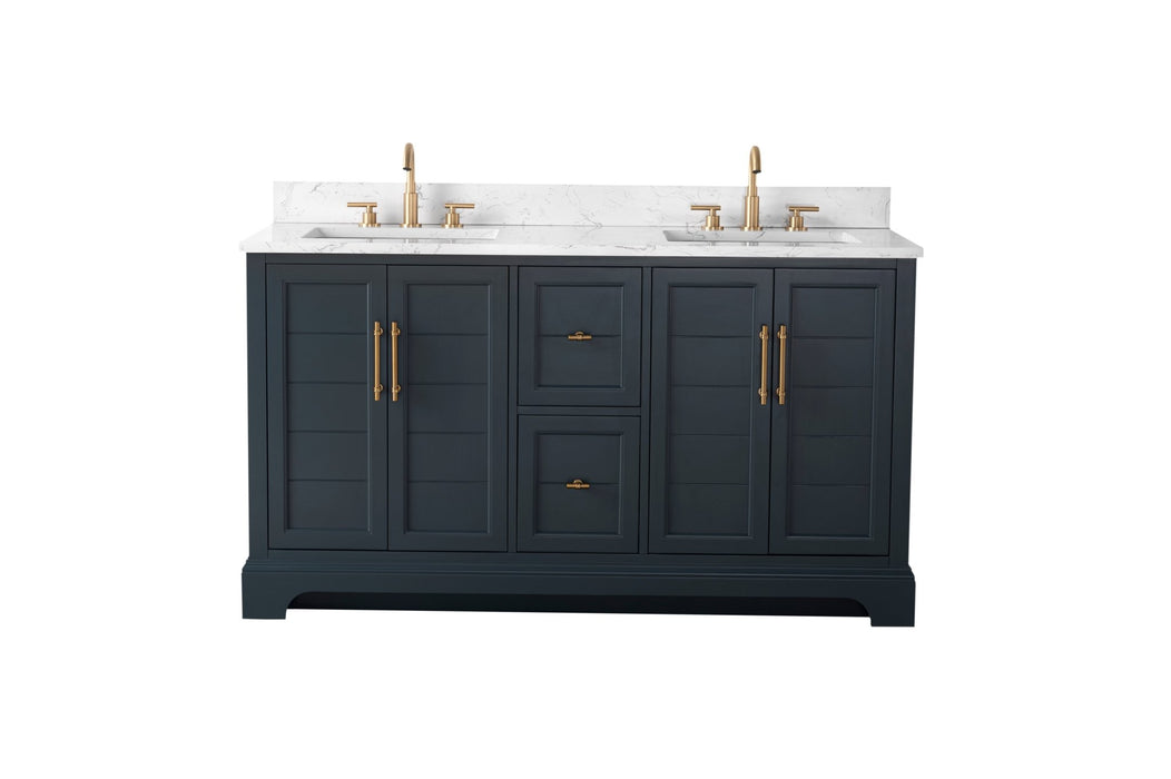 Vannes 60" Double Sink Bathroom Vanity in Silver Grey / White / Vintage Green / Vintage Spruce Blue - HomeBeyond