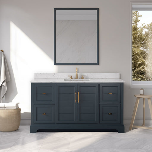 Vannes 60" Single Sink Bathroom Vanity in Silver Grey/ White / Vintage Green / Vintage Spruce Blue - HomeBeyond