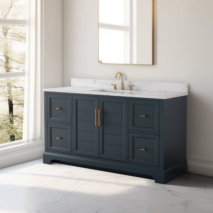 Vannes 60" Single Sink Bathroom Vanity in Silver Grey/ White / Vintage Green / Vintage Spruce Blue - HomeBeyond