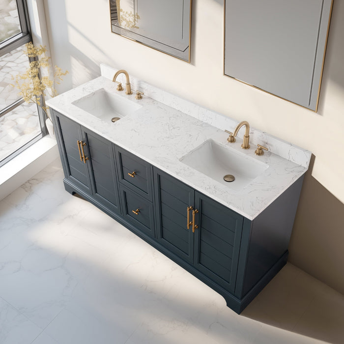 Vannes 72" Double Sink Bathroom Vanity in Silver Grey / White / Vintage Green / Vintage Spruce Blue - HomeBeyond