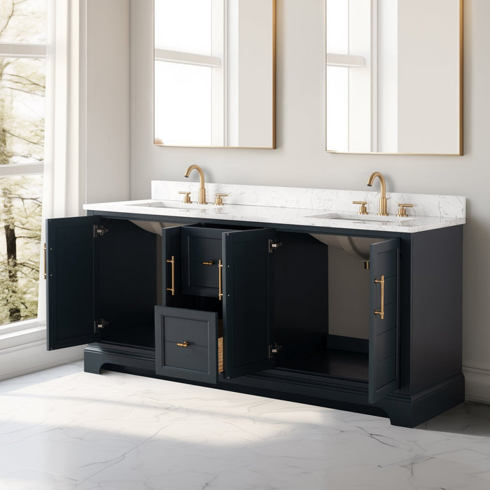 Vannes 72" Double Sink Bathroom Vanity in Silver Grey / White / Vintage Green / Vintage Spruce Blue - HomeBeyond