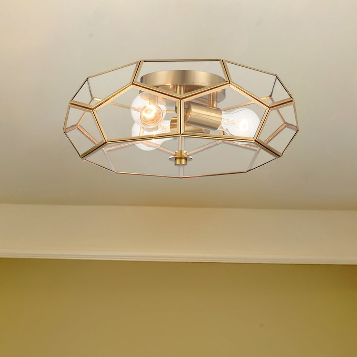 3 Light 15.75 Inches Unique Statement Geometric Flush Mount Lighting - HomeBeyond