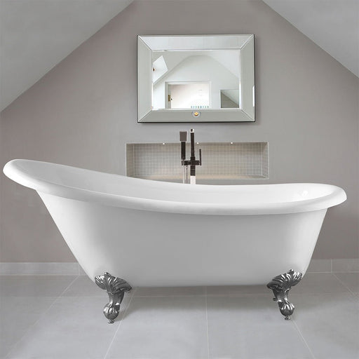 67" x 30" Freestanding Acrylic Bathtub Modern Stand Alone Soaking Tub - HomeBeyond