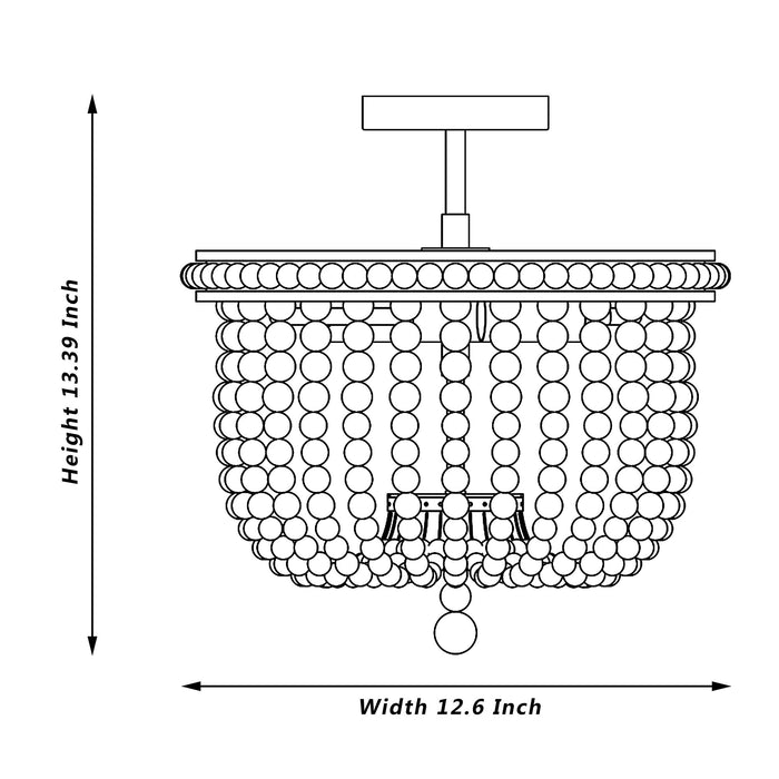 Vanity Art 2 Light 12.6 Inches Unique Statement Bowl Flush Mount Lighting | Modern Hanging Ceiling Lights Fixtures for Kitchen Dining Room Living Room Bed Room Kitchen SYB2002