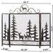 Classic Forest Deer Brush Gold Foldable 3 Panel Iron Fireplace Screen - HomeBeyond