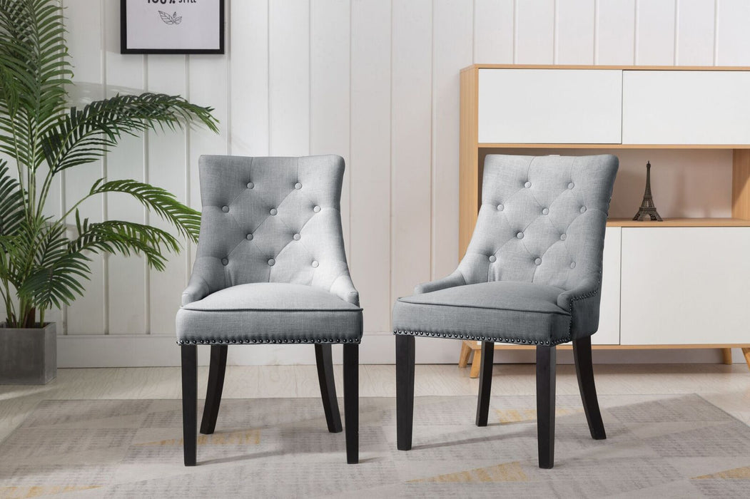 Button Tufted Dining Chairs - Set of 2