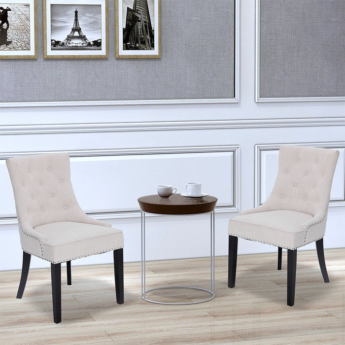 Button Tufted Dining Chairs - Set of 2, Fabric Upholstered