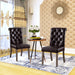 HomeBeyond Set of 2 Synthetic Leather Dining Chairs Tufted Fabric Upholstery Solid Wood Living Room Dining Room Armless Accent Chairs UC-4BLK/BRN - HomeBeyond