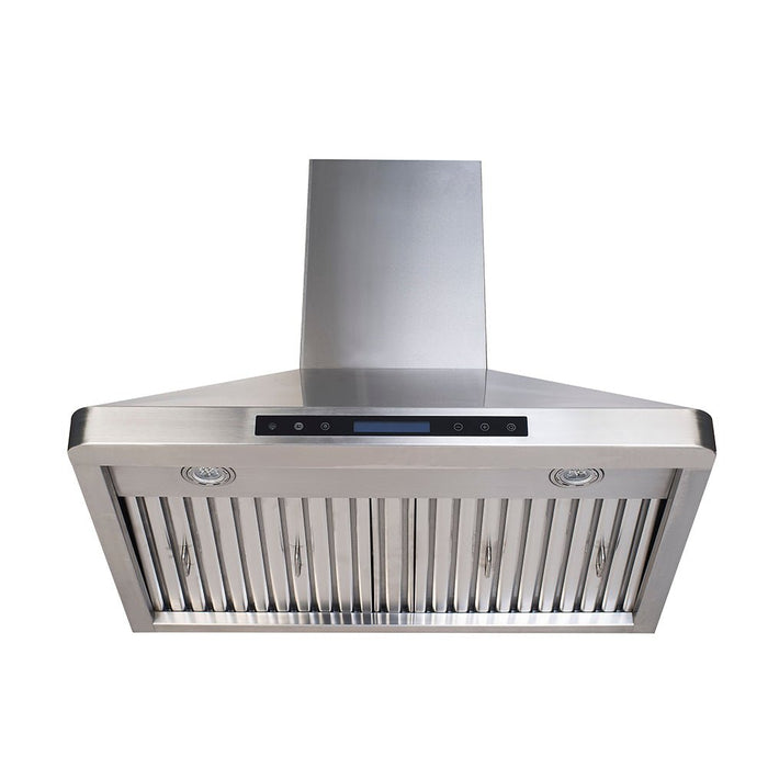 Home Beyond 30 Inches Range Hood 900CFM Ducted Under Cabinet Stainless Steel with 2 Blowers 4 Speed Touch Control with Remote - Silver