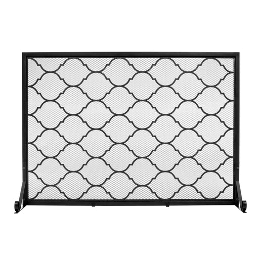 Vanity Art 1-Panel Iron Fireplace Screen | Heavy-Duty and Heat-Resistant Indoor Single Panel Geometric Pattern Iron Fireplace Screen with 29.33-inch Height, Black, MLT3026FP-BK - HomeBeyond