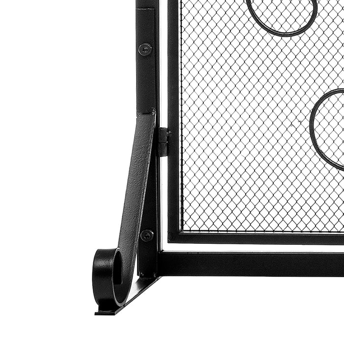 Vanity Art 2-Door Iron Fireplace Screen | Heavy-Duty and Heat-Resistant Fashion 2 Panel Unique Pattern Iron Fireplace Screen with 31.1-inch Height, Black, MLT2055FP-BK - HomeBeyond