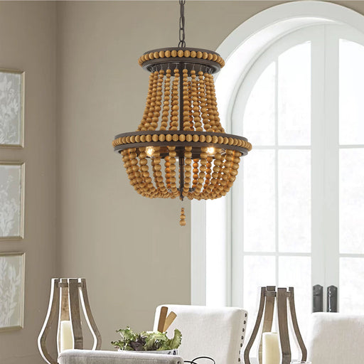 Vanity Art 3 Light Lantern Empire Chandelier with Beaded Accents | Modern Hanging Lighting, Ceiling Lights Fixtures for Dining Room Living Room Bedroom Kitchen SYB3203 - HomeBeyond