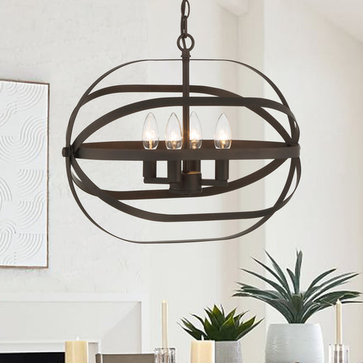 Vanity Art 4 Candle Light 60 Watts Unique Statement Chandelier Lighting | Modern Hanging Ceiling Lights Fixtures for Dining Room Living Room Bed Room, Kitchen, Oil Rubbed Bronze, SJR30104ORB - HomeBeyond