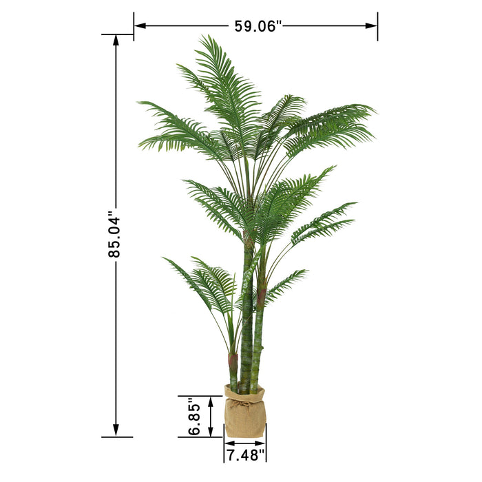 Vanity Art 85.04-inches Artificial Palm Plant in Planter | Stems Real Touch Artificial Faux Trees, Large Faux Potted Tropical Plant for Indoor or Outdoor Decoration, MLTGP-3333GR, (Set of 2) - HomeBeyond