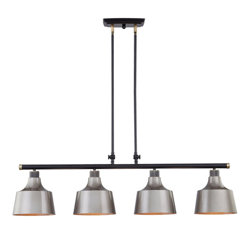 Vanity Art Modern 4-Lights Kitchen Island Bowl Pendant Lighting in Black W/Antique Brass with Grey Green Metal Shade Farmhouse Hanging Lamp Linear Ceiling Light Fixture IL208-4BK-AB-DG - HomeBeyond